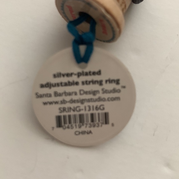 Silver plated, adjustable, string, ring, heart with brown string - Picture 2 of 3